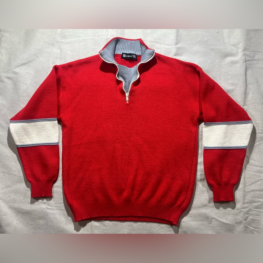 Men’s Vintage Red St Michael 1/4 Zip Pullover Knit Sweater Size 38